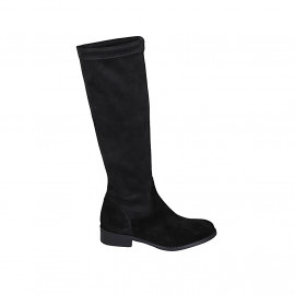 Botas para mujer en gamuza y material elastico negro tacon 3 - Tallas disponibles:  44