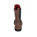 Botin para mujer con cremallera y elastico en piel marron tacon 3 - Tallas disponibles:  45