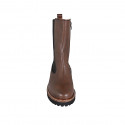 Botin para mujer con cremallera y elastico en piel marron tacon 3 - Tallas disponibles:  45