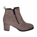 Botines para mujer en gamuza gris pardo con cremalleras y plantilla extraible tacon 6 - Tallas disponibles:  43