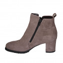 Botines para mujer en gamuza gris pardo con cremalleras y plantilla extraible tacon 6 - Tallas disponibles:  43