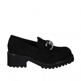 Mocassin sportif pour femmes avec chaine en daim noir talon 5 - Pointures disponibles:  45