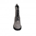 Bottines pour femmes à lacets avec fermetures éclair en daim taupe talon 5 - Pointures disponibles:  32