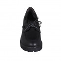 Woman's laced shoe in black leather heel 6 - Available sizes:  44