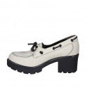 Chaussure à lacets pour femmes en cuir blanc talon 6 - Pointures disponibles:  32, 42, 43, 44, 45