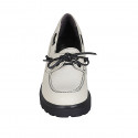 Zapato con cordones para mujer en piel blanca tacon 6 - Tallas disponibles:  32, 42, 43, 44, 45