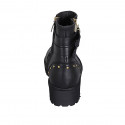 Woman's ankle boot with zippers, studs and buckles in black leather heel 4 - Available sizes:  32