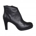 Botines con cremallera para mujeres con plataforma en piel de color negro tacon 10 - Tallas disponibles:  42, 43