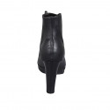 Botines con cremallera para mujeres con plataforma en piel de color negro tacon 10 - Tallas disponibles:  42, 43