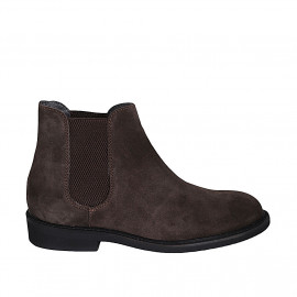 Men's ankle boot with elastic bands in light brown suede - Available sizes:  37, 47, 48, 54