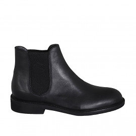 Men's ankle boot with elastic bands in black leather - Available sizes:  37, 38, 52, 53