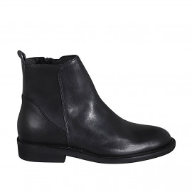 Men's ankle boot in black leather with zipper - Available sizes:  36, 37, 46, 47