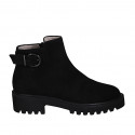 Stivaletto da donna con cerniera e fibbia in camoscio nero tacco 5 - Misure disponibili: 42