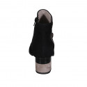 Botines a punta para mujer con cremallera y botones en gamuza negra y beis tacon 5 - Tallas disponibles:  43