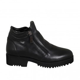 Botines bajos con cremalleras para mujer en piel negra tacon 4 - Tallas disponibles:  32, 45