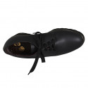 Chaussure pour femmes en cuir noir avec lacets et semelle amovible talon 5 - Pointures disponibles:  43