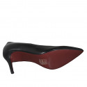 Women's pointy pump in black-colored leather heel 7 - Available sizes:  44