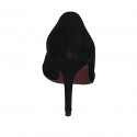 Zapato de salon puntiagudo para mujer en gamuza negra tacon 8 - Tallas disponibles:  32, 33, 43