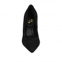 Woman's pointy pump in black suede heel 8 - Available sizes:  32, 33, 43