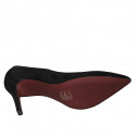 Zapato de salon puntiagudo para mujer en gamuza negra tacon 8 - Tallas disponibles:  32, 33, 43