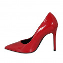 Woman's pointy pump in red patent leather with heel 10 - Available sizes:  33, 34, 42, 43