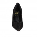 Women's pointy pump in bronze leather and black lace heel 7 - Available sizes:  32, 34, 44