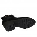 Stivaletto da donna con plantare estraibile, cerniera, elastico e fibbia in camoscio nero tacco 5 - Misure disponibili: 42