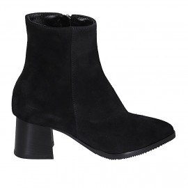 Bottines à bout pointu pour femmes avec fermeture éclair en daim noir talon 5 - Pointures disponibles:  34, 42, 44