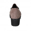 Mocassin pour femmes avec chaîne, elastiques et semelle amovible en daim taupe talon 5 - Pointures disponibles:  42