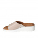 Mule para mujer con elastico en piel nude cuña 4 - Tallas disponibles:  34, 42, 43, 44