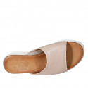 Mule para mujer con elastico en piel nude cuña 4 - Tallas disponibles:  34, 42, 43, 44