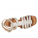 Woman's sandal with buckles in platinum laminated leather heel 2 - Available sizes:  33