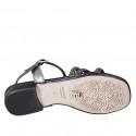 Woman's sandal in steel gray laminated leather with strap and rhinestones heel 2 - Available sizes:  33