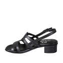 Sandalia para mujer en piel negra con tacon 4 - Tallas disponibles:  33, 43, 44, 45