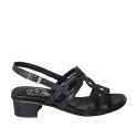 Sandalo da donna in pelle nera con tacco 4 - Misure disponibili: 33, 43, 44, 45