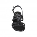 Woman's sandal in black leather with heel 4 - Available sizes:  33, 43, 44, 45