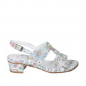 Sandalo da donna in pelle bianca stampata mosaico multicolor tacco 4 - Misure disponibili: 32, 33, 43, 44, 45