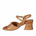 Sandalia para mujer con cinturon en piel cognac tacon 6 - Tallas disponibles:  43