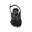 Sandalo da donna con listini incrociati in pelle nero tacco 6 - Misure disponibili: 33, 34, 42, 43, 45