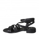 Woman's sandal with two straps in black leather heel 2 - Available sizes:  32