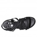 Woman's sandal with two straps in black leather heel 2 - Available sizes:  32