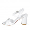 Sandalia para mujer en piel blanca con cinturon y hebilla tacon 7 - Tallas disponibles:  32, 34, 42, 44, 45