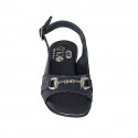 Woman's sandal with accessory in blue leather heel 4 - Available sizes:  44