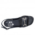 Sandale pour femmes avec accessoire en cuir bleu talon 4 - Pointures disponibles:  44