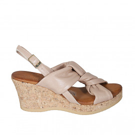 Sandale pour femmes avec plateforme en cuir nue talon compensé 7 - Pointures disponibles:  32, 33, 34, 42, 44, 45