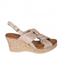 Sandale pour femmes avec plateforme en cuir nue talon compensé 7 - Pointures disponibles:  32, 33, 34, 42, 44, 45