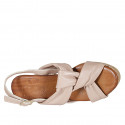 Sandalia para mujer con plataforma en piel nude cuña 7 - Tallas disponibles:  32, 33, 34, 42, 44, 45