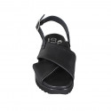 Woman's sandal in black leather with wedge heel 4 - Available sizes:  42, 43, 44, 45