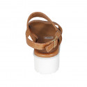 Woman's sandal in cognac brown leather wedge heel 4 - Available sizes:  32, 42, 43