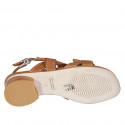 Sandale pour femmes en cuir cognac talon 4 - Pointures disponibles:  32, 43